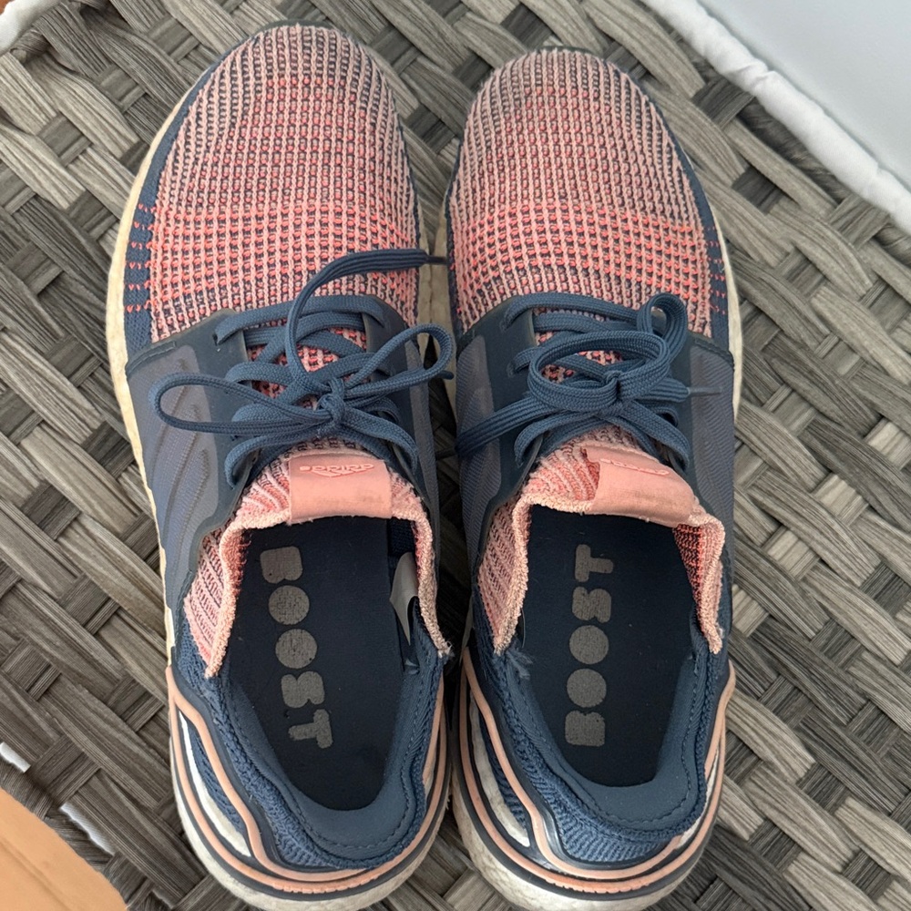 Adidas Boost Knit Running Sneakers in Pink and Navy